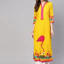 Pannkh Women Yellow Printed Kurta-image-59