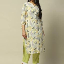 Rangriti Floral Printed Mandarin Collar Straight Kurta-image-94