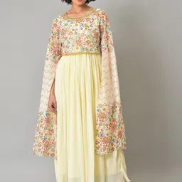 AURELIA Floral Printed Flared Sleeves Gotta Patti Anarkali Kurta-26