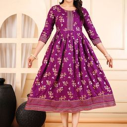 KIAARON Women Floral Printed Maternity Anarkali Kurta-image-90