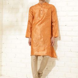 Fabindia Ethnic Motifs Printed Band Collar Straight Kurta-picture-42