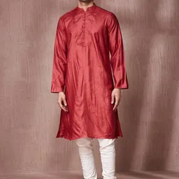Fabindia Silk Mandarin Collar Straight Kurta-picture-14