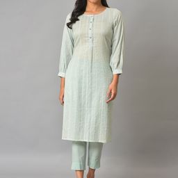 AURELIA Striped Thread Work Pure Cotton Kurta-57