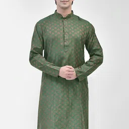 SG LEMAN Ethnic Motifs Woven Design Mandarin Collar Cotton Kurta-picture-53