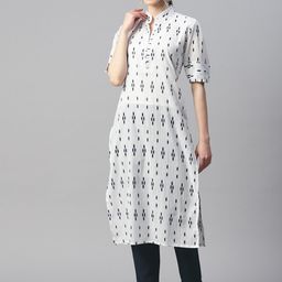 Indibelle Ethnic Motifs Printed Mandarin Collar Pure Cotton Kurta-picture-49