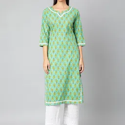 JAIPUR ATTIRE Women Green Ethnic Motifs Printed Kurta-picture-19