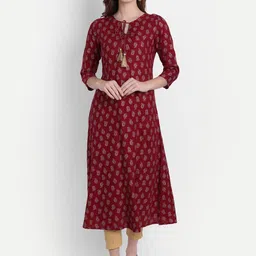 SUTI Women Red Ethnic Motifs Keyhole Neck Kurta-picture-14