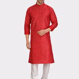 SHIWAM ETHNIX Band Collar Geometric Printed Kurta-picture-50