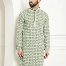 SOJANYA Geometric Embroidered Sequinned Pure Cotton Kurta-image-70