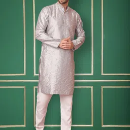 Jompers Geometric Embroidered Mandarin Collar Long Sleeves Kurta-picture-23
