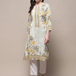 Biba Women Floral Printed Flared Sleeves Sequinned Kurta-picture-44