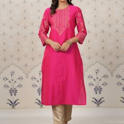 Ode by House of Pataudi Ethnic Motifs Printed Straight Kurta-image-98