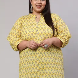 Jaipur Kurti Plus Size Ethnic Motifs Printed Regular Cotton Kurta-picture-16