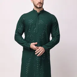 ROYAL KURTA Mandarin Collar Mirror Work Kurta-image-92