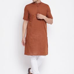 even Men Brown Dobby Pure Cotton Kurta-picture-32