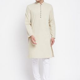 even Men Green Cotton Dobby Kurta-image-45