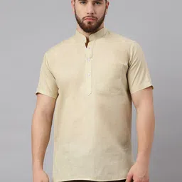 RIAG Band Collar Khadi Pure Cotton Short Kurta-picture-47