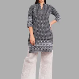 Trendzmy Women Black Printed Embroidery Kurta-picture-36