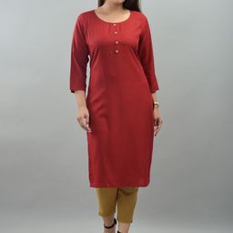 IQRAAR Women Maroon Mirror Work Kurta-image-59