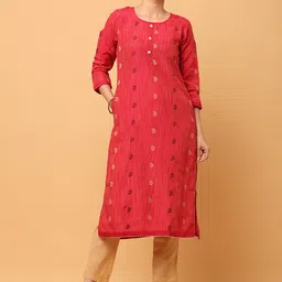 aayusika Paisley Woven Design Round Neck Straight Kurta-image-65