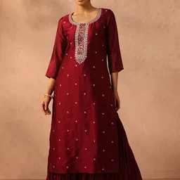 Libas Floral Embroidered Sequinned Straight Kurta-picture-12