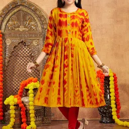 BAESD Girls Abstract Printed Cotton Round Neck Anarkali Kurta-picture-13