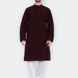 Latest Chikan Mandarin Collar Garments Striped Cotton Kurta-image-76