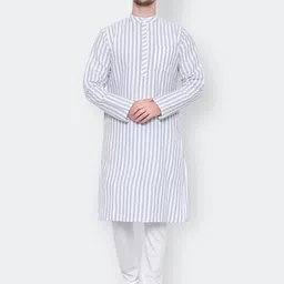 Latest Chikan Garments Men Striped Khadi Handloom Straight Kurta-image-19