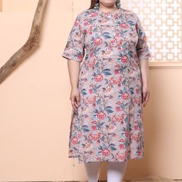 Swasti Floral Printed Straight Cotton Kurta-image-23