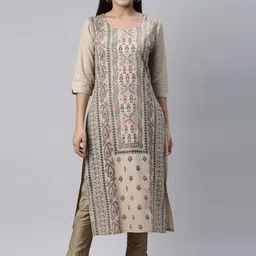Marcia Women Beige Ethnic Motifs Printed Kurta-image-77