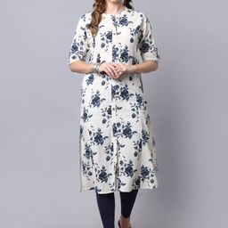 Pistaa Women Blue Floral Printed Kurta-picture-34