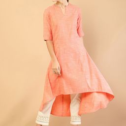 Soch Women Orange Keyhole Neck Gotta Patti Rayon Kurta-picture-38
