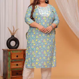 LABULY Women Floral Printed Gotta Patti Kurta-image-13