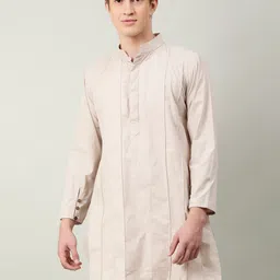 NAVIYATA Striped Mandarin Collar Cotton Pintuck Kurta-picture-20