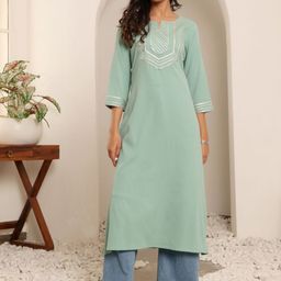 Varanga Women Ethnic Motifs Embellished Gotta Patti Crepe Kurta-picture-10