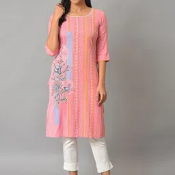 AURELIA Ethnic Motif Printed Square Neck Straight Kurta-60