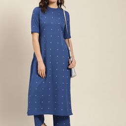 Moda Rapido Women Blue & Off-White Printed Straight Kurta-image-54