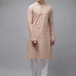 See Designs Men Geometric Printed Handloom Cotton Kurta-image-85