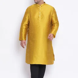 KISAH PLUS Plus Size Mandarin Collar Cotton Silk Kurta-image-69