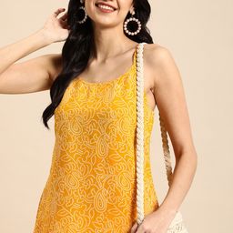 Anouk Women Bandhani Printed Sleeveless Straight Kurta-image-62
