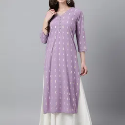 Janasya Women Ethnic Motifs Foil Printed Kurta-image-37