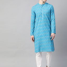 See Designs Men Abstract Woven Design Cotton Kurta-1