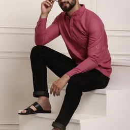 SOJANYA Men Pink Solid Straight Kurta-image-95