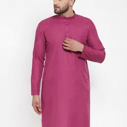 Jompers Men Pink Solid Straight Kurta-picture-19