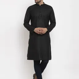 KRAFT INDIA Men Black Straight Kurta-image-86