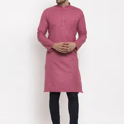 KRAFT INDIA Men Coral Solid Straight Kurta-image-35