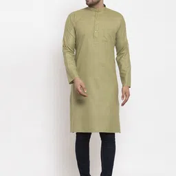 KRAFT INDIA Men Green Thread Work Kurta-image-37