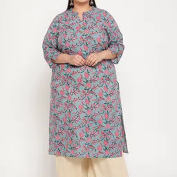Sringam Women Blue Floral Printed Kurta-picture-46