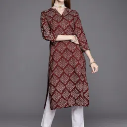 Varanga Women Geometric Printed Block Print Kurta-31