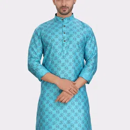 SHIWAM ETHNIX Men Abstract Printed Silk Kurta image 2